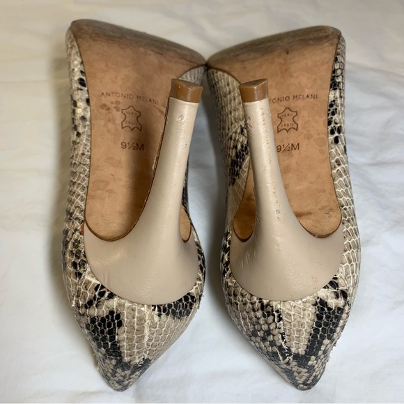 Antonio Melani Paton snake reptile python print leather pump heels 9.5 neutral - Picture 13 of 16